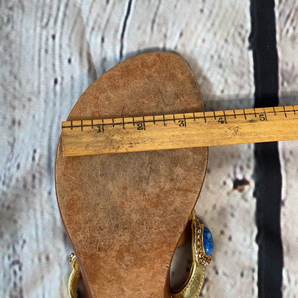 Mystique Boutique blue gold Rhinestone thong wedge - Picture 10 of 10